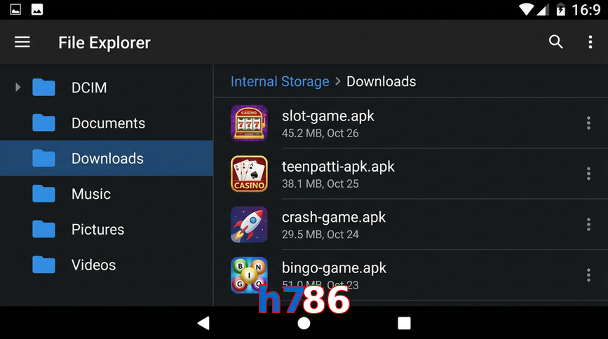 Main screen of H786 gameapk page for PK players